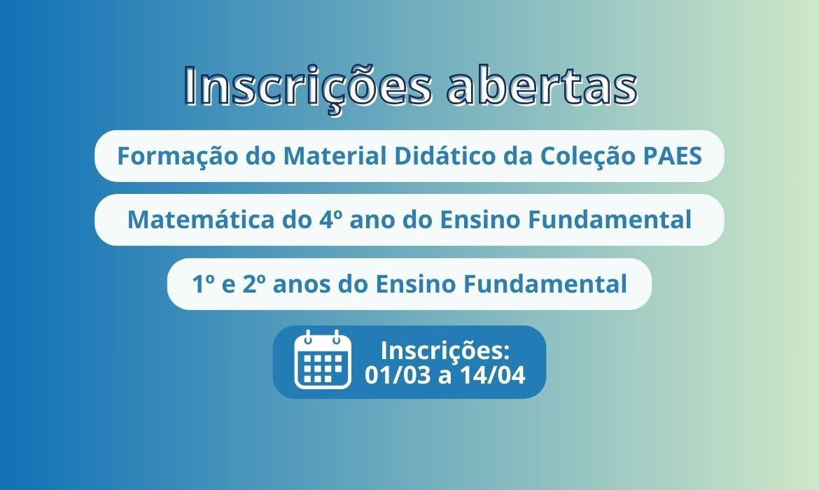 Prefeitura de Aracruz informa abertura de inscrições par a Formação Pedagógica do MDC – Coleção PAES – Alfabetização – 1º e 2º Ano e Matemática – 4º ano