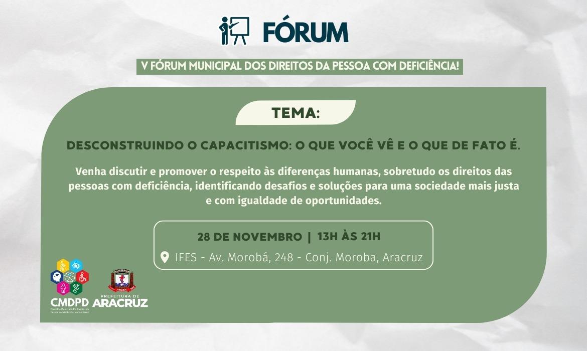 “Desconstruindo o Capacitismo: o que você vê e o que de fato é” será tema do 5º Fórum Municipal da Pessoa com Deficiência