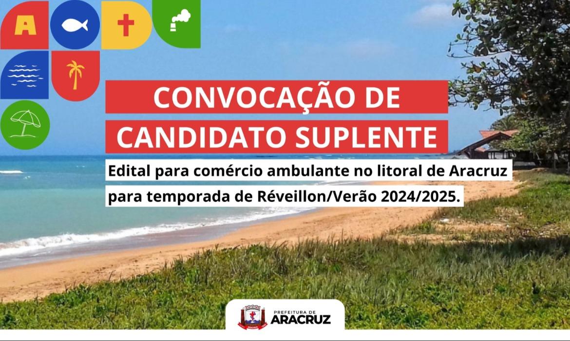 Prefeitura de Aracruz convoca candidato suplente  para o exercício das atividades no Verão 2024/2025