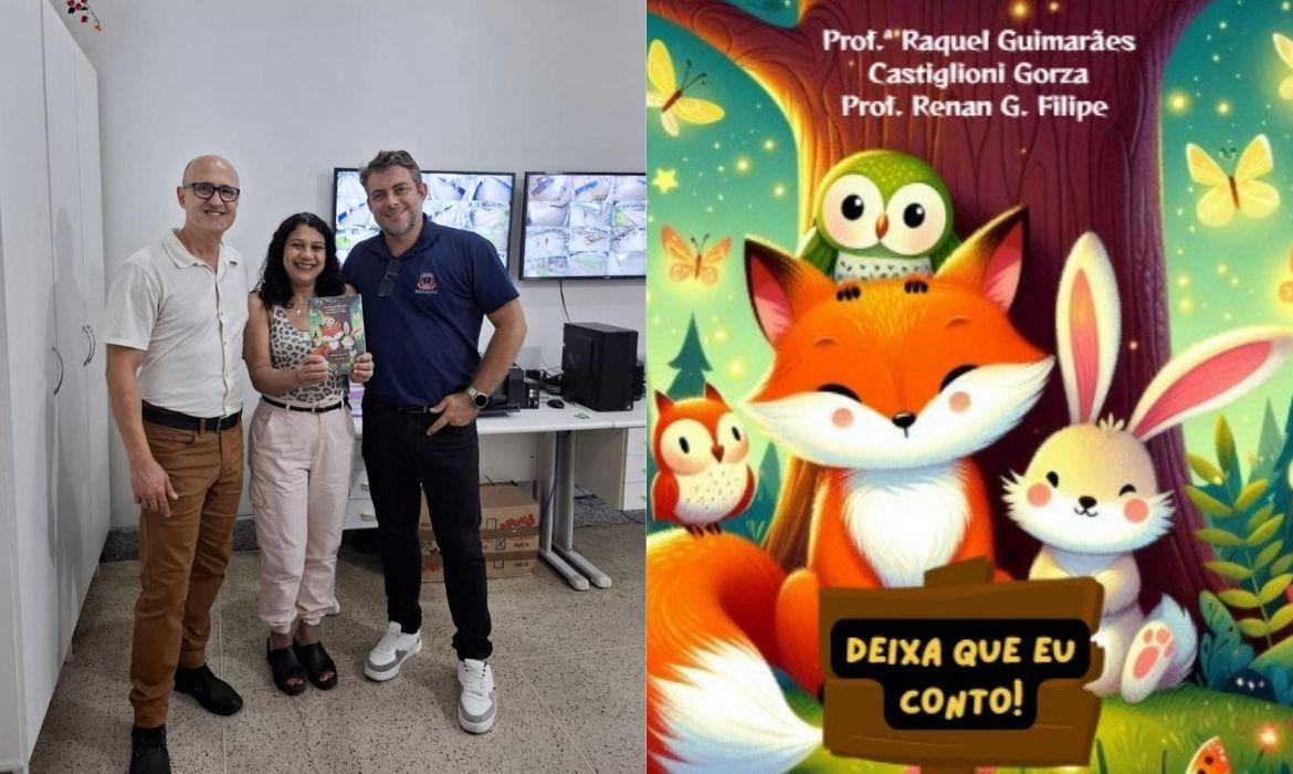 Emef Placidino Passos celebra o lançamento do livro "Deixa Que Eu Conto" - A Escola Municipal de Ensino Fundamental (Emef) Placidino Passos, bairro Polivalente, celebrou nesta quinta-feira (3), o lançamento do livro &quot;Deixa Que Eu Conto&quot;. Esse trabalho é fruto de uma parceria inspiradora entre a professora Raquel Castiglioni e o vice-diretor e professor de Língua Portuguesa, Renan Gotardo Filipe.