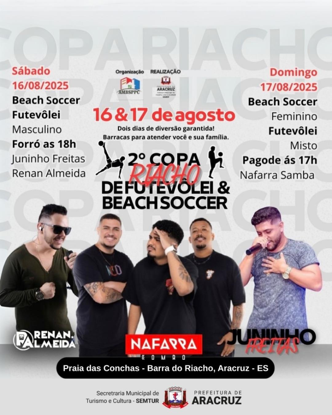 Capa 🏖⚽ 2ª Copa Riacho de Futevôlei & Beach Soccer 🏐🎶