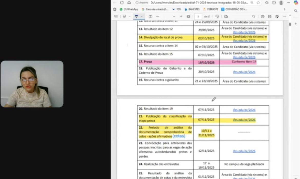 Projeto Rumo ao Sucesso: Educação promove live explicativa quanto ao edital Ifes 2025