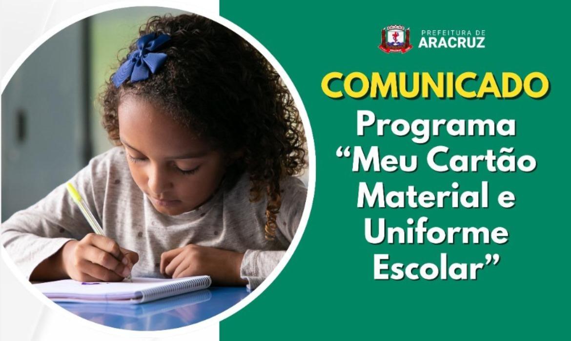 Prefeitura disponibiliza lista de estabelecimentos credenciados para o fornecimento de materiais escolares e uniformes. Auxílio financeiro é liberado nesta sexta-feira (27)
