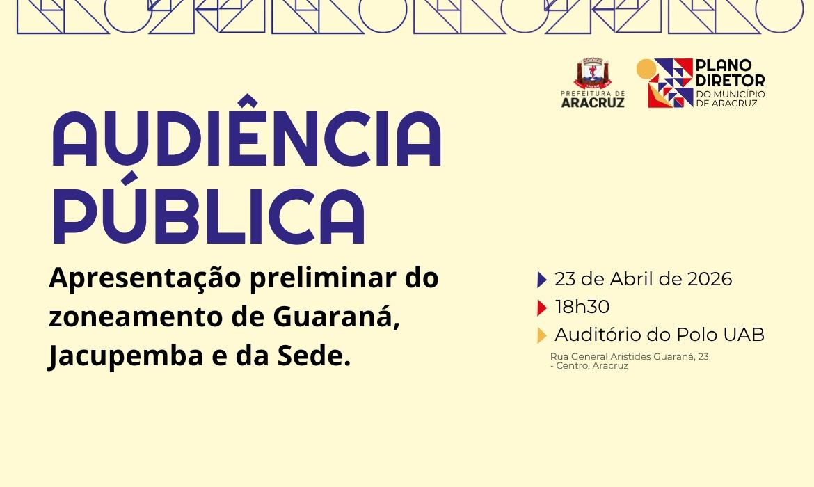 PDM: Aracruz promove Audiência Pública sobre zoneamento