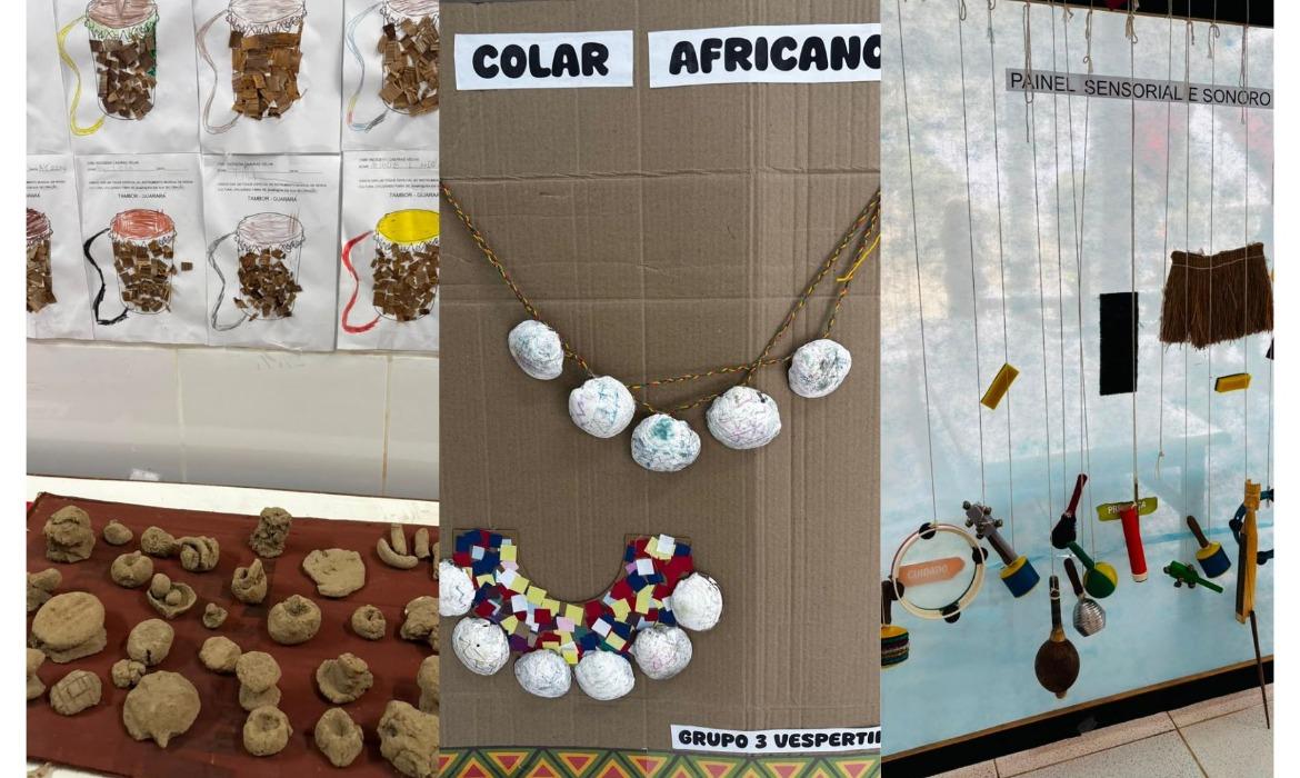 Crianças indígenas do Cmeii Caieiras Velha desenvolvem belos trabalhos de valorização da história e da cultura afro-brasileira