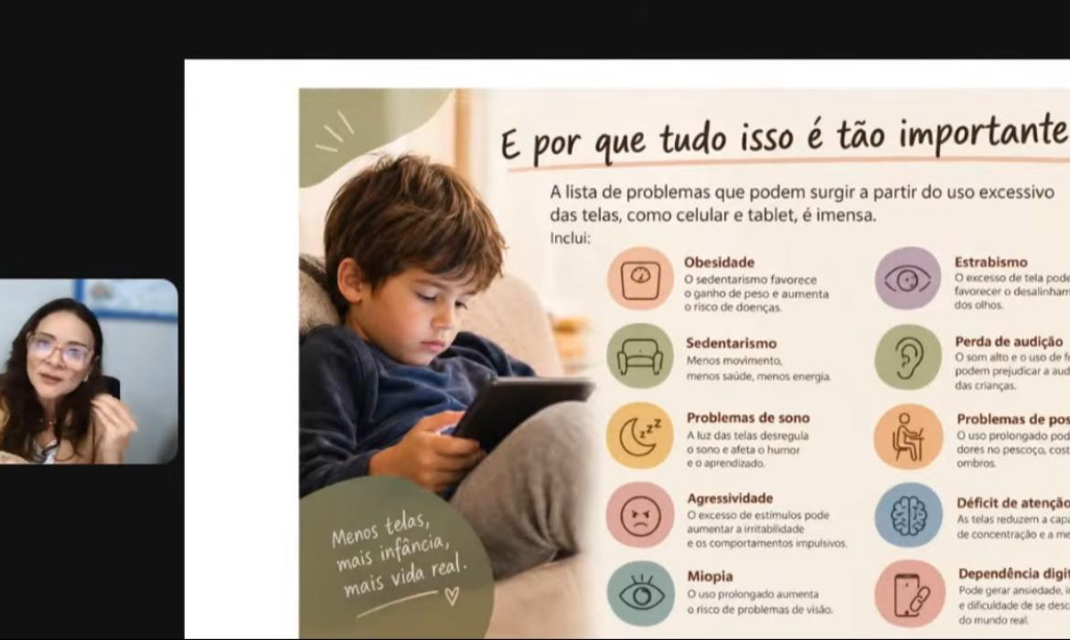 Palestra virtual debate o tema: “Filhos e telas: quem está educando quem?”