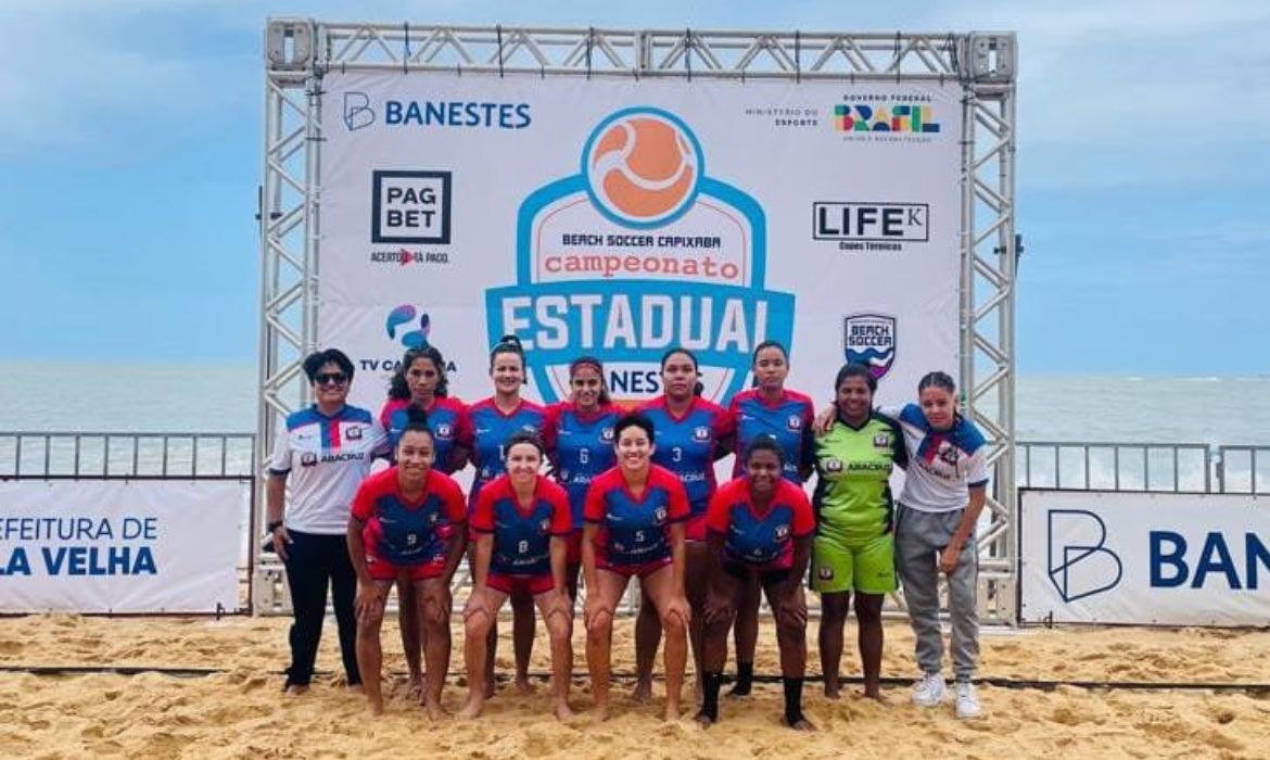 Estreia de gala! Seleção feminina de Aracruz marca seis gols no campeonato estadual de beach soccer