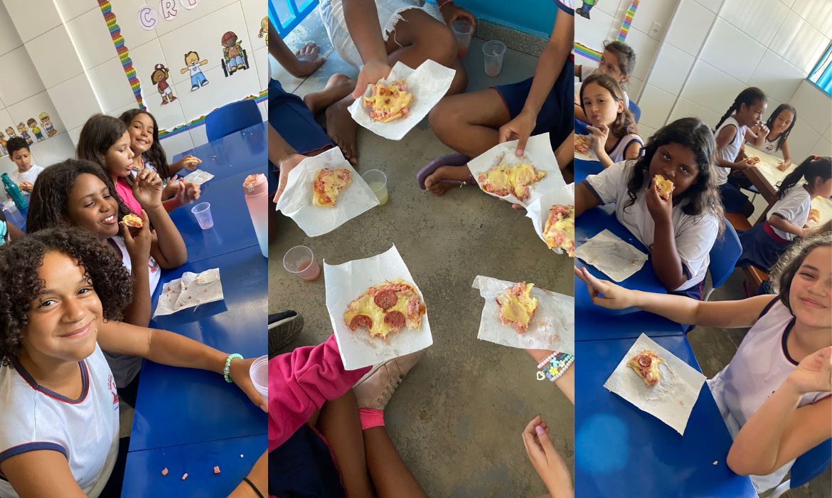 Dia da Pizza motiva estudantes da EMEF Nova Santa Cruz a comparecerem na escola em dia de prova do Sistema de Avaliação da Educação Básica (Saeb)