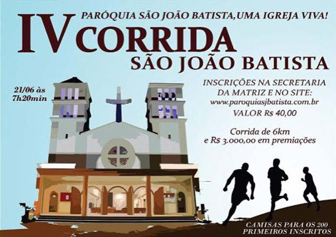 Inscrições para a 4ª Corrida São João Batista se encerram na sexta-feira (19/6)