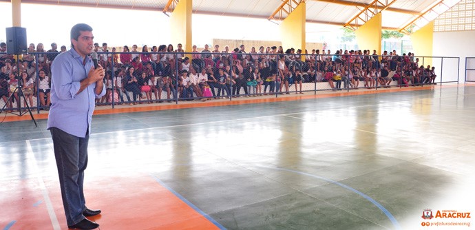 Inauguração de Quadra Poliesportiva e entrega de veículo em Cerimônia do CMEB Paulo Freire 