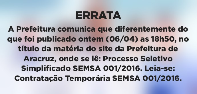 Secretaria de Saúde lança Contratação Temporária 001/2016