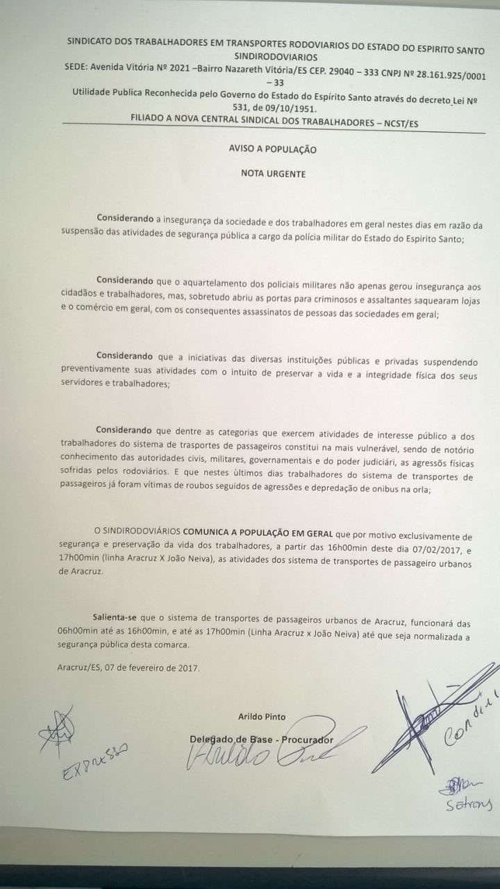 Mudança provisória do Horário de transporte coletivo municipal