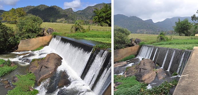 Antes e depois da barragem de Santa Maria. Foto recente mostra como está o Rio hoje.